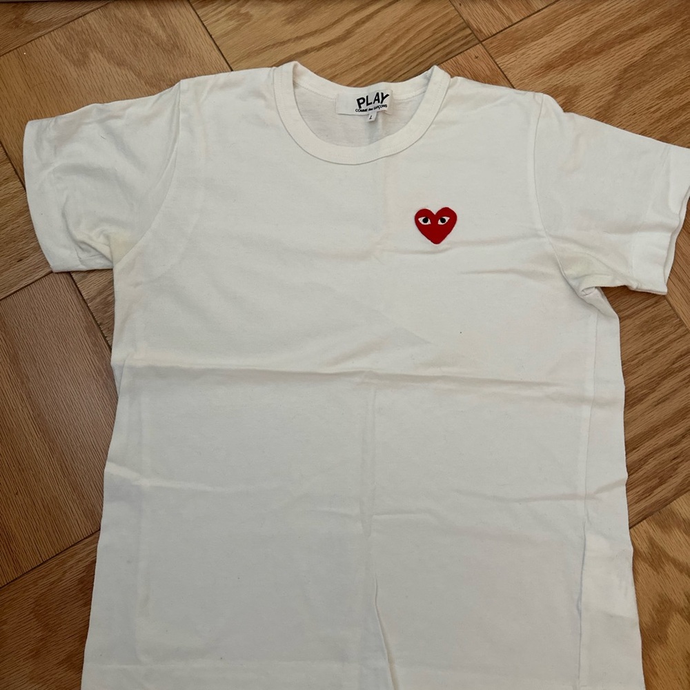 Comme des Garcons PLAY White Tee with Red Heart